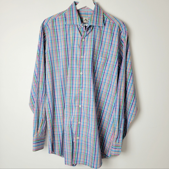 Peter Millar Weekender Finish Multicolored Plaid Button-Down Shirt - Picture 1 of 11